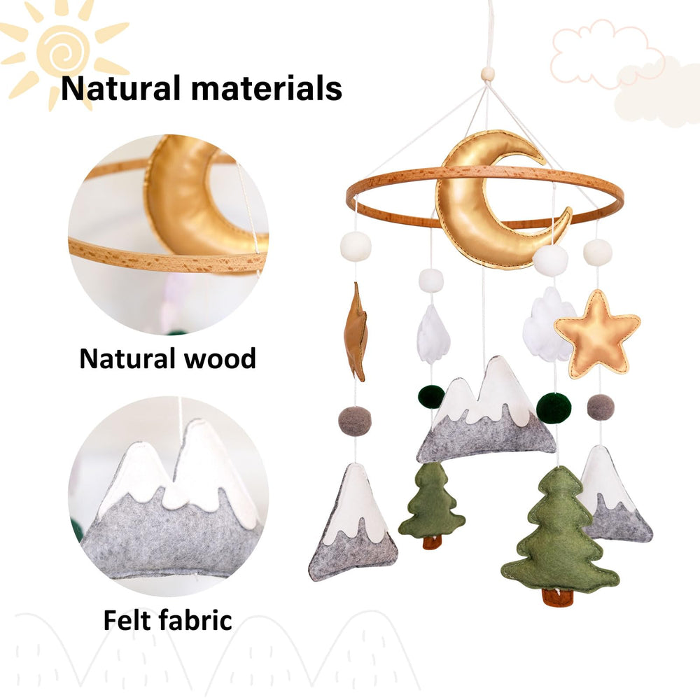 Sweety Baby Moon Tree Cloud Stars felt close-up highlights tactile detail for soothing exploration