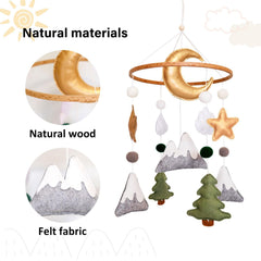 Sweety Baby Moon Tree Cloud Stars felt close-up highlights tactile detail for soothing exploration