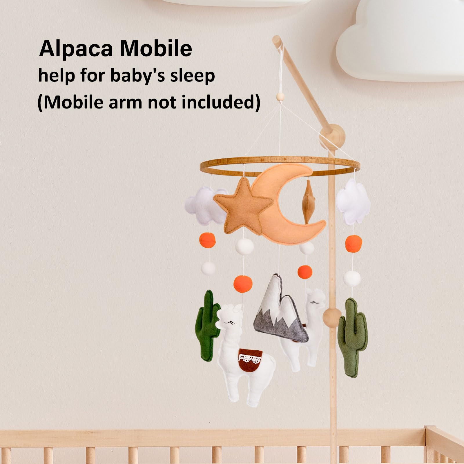 Sweety Baby nursery-clouds-stars-mobile offers soft neutral tones for modern boho nurseries.