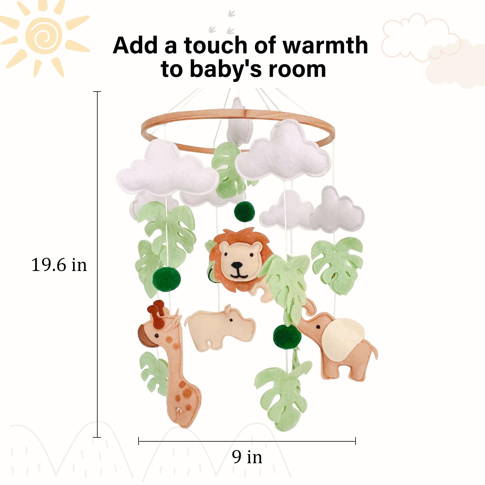 Sweety Baby Safari Mobile soft felt material for plush warmth and durability