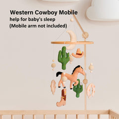 Sweety Baby Western Mobile cowboy boot accent complements cozy nursery ambiance.