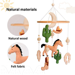 Sweety Baby Western Mobile horseshoe detail adds rustic charm and soothing movement.