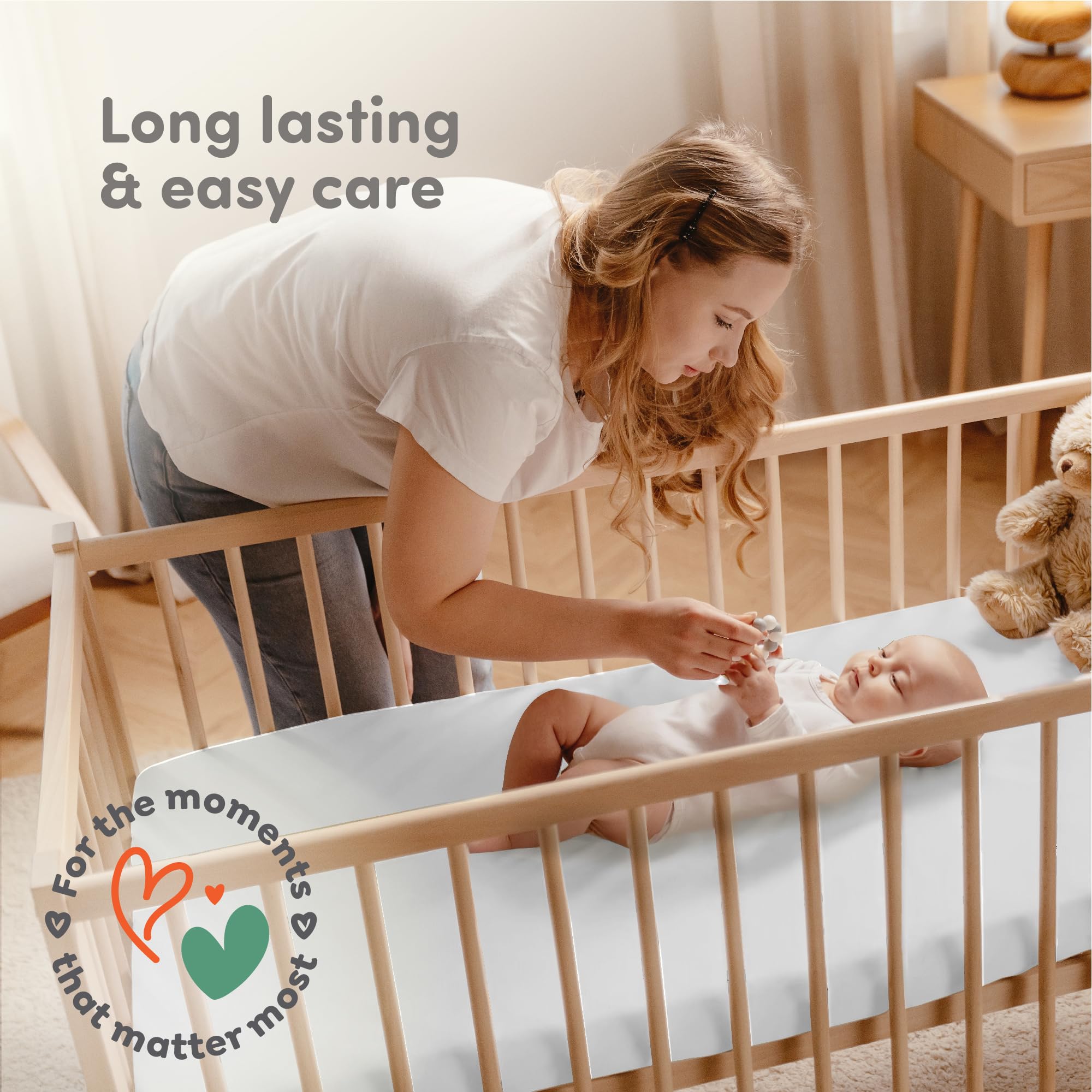 Sweety Fox baby nursery scene with white crib sheets and calm setup