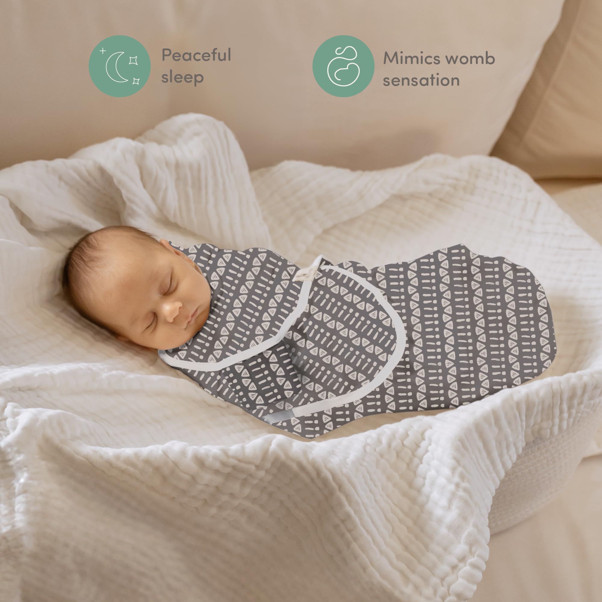 Sweety Fox baby sleep scene featuring calmer naps with swaddle.