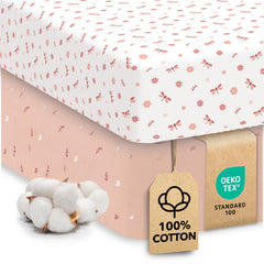 Sweety Fox cotton crib sheets dragonfly print on mattress offer a soft, breathable sleep surface.