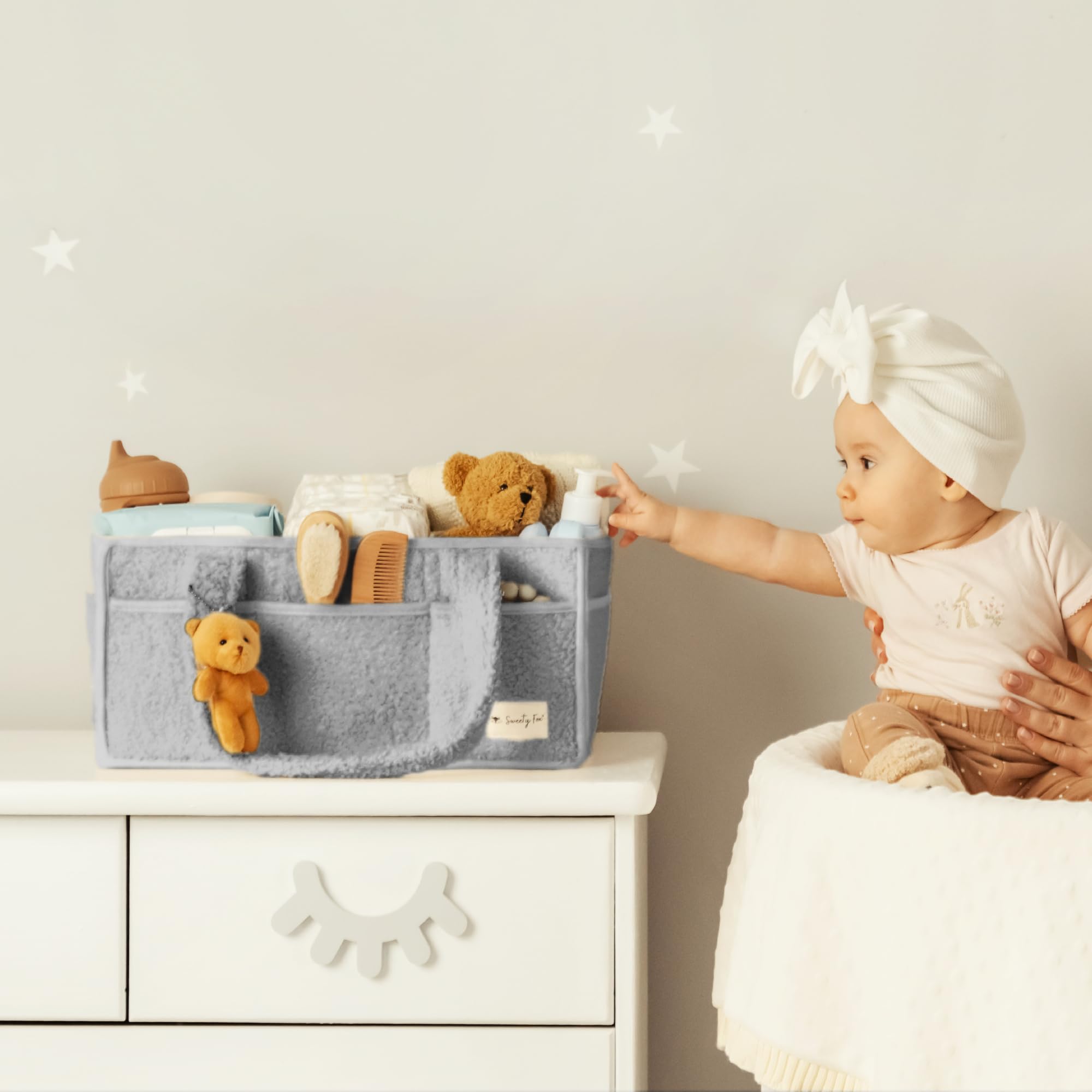 Sweety Fox portable caddy with sturdy handles for room-to-room transport.