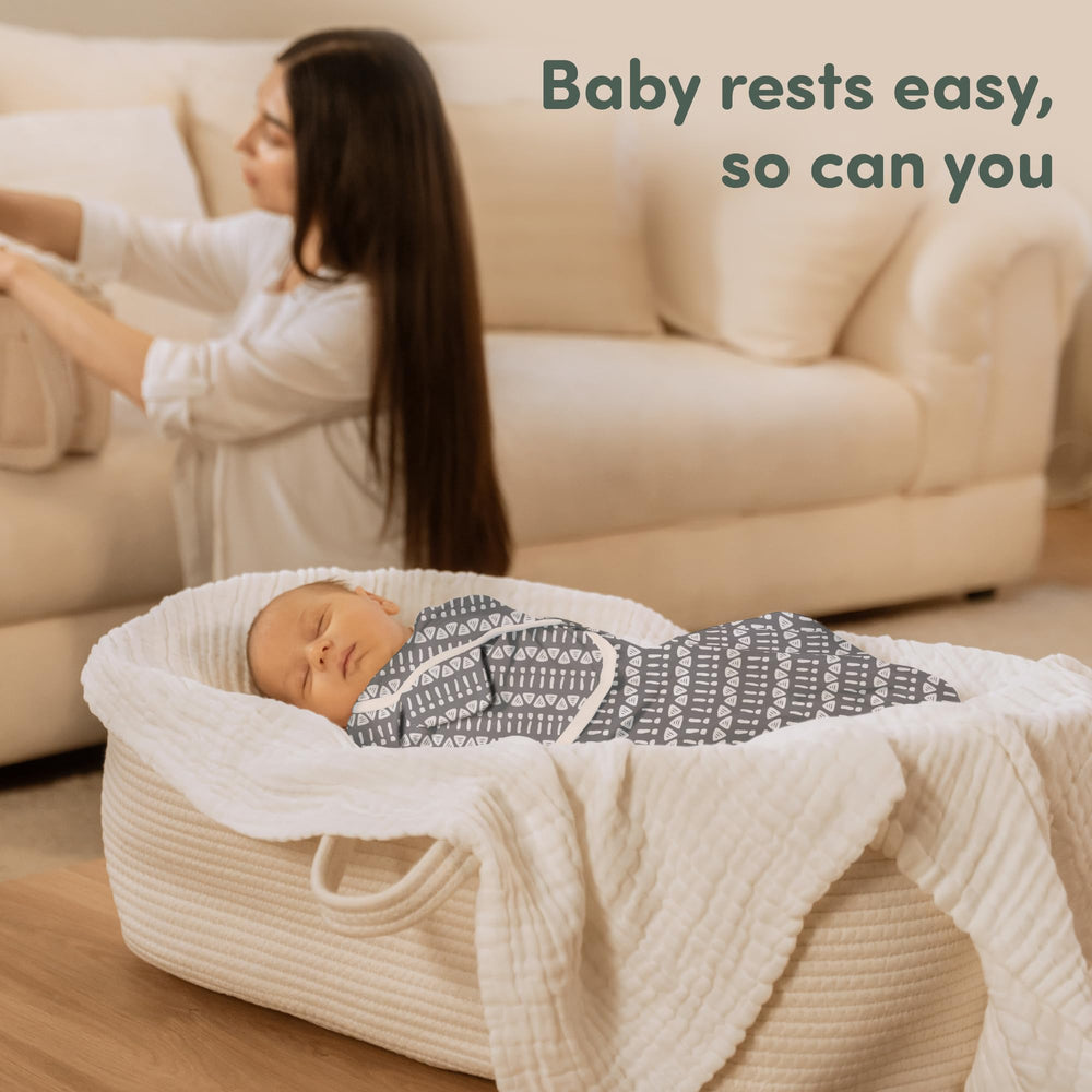 Sweety Fox forest swaddle travel setup in crib or stroller.