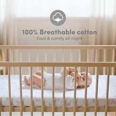 Sweety Fox two-pack crib sheets laid flat on standard mattress for easy view