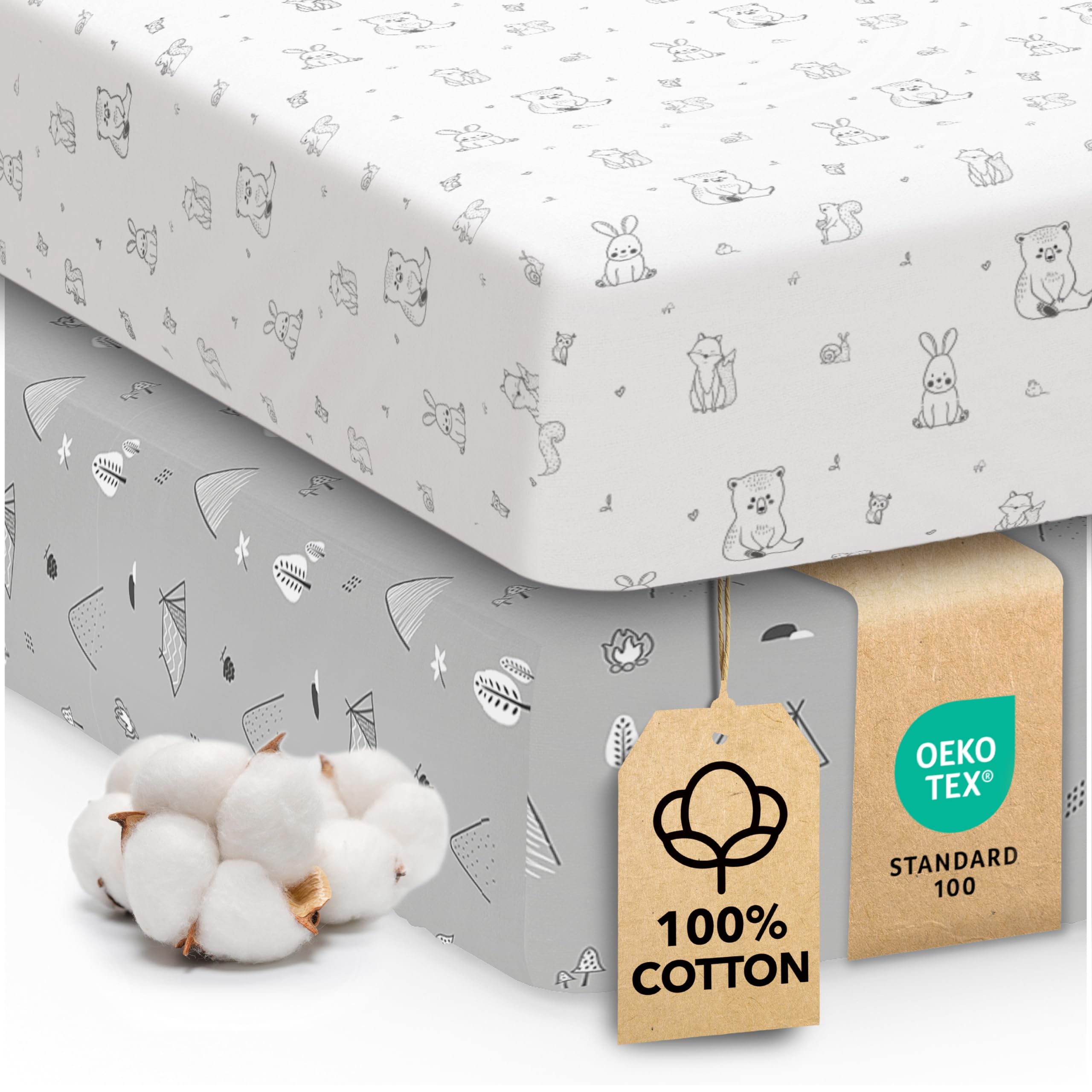 Sweety Fox Woodland crib sheets closeup knit texture for soft, breathable sleep