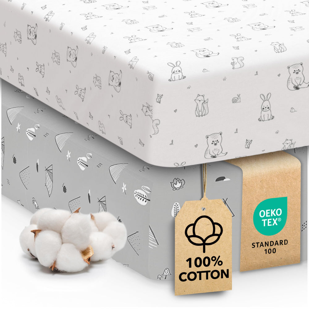 Sweety Fox Woodland crib sheets closeup knit texture for soft, breathable sleep