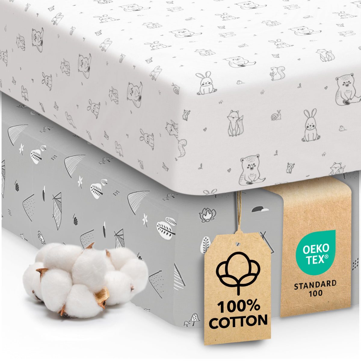Sweety Fox Woodland crib sheets closeup knit texture for soft, breathable sleep
