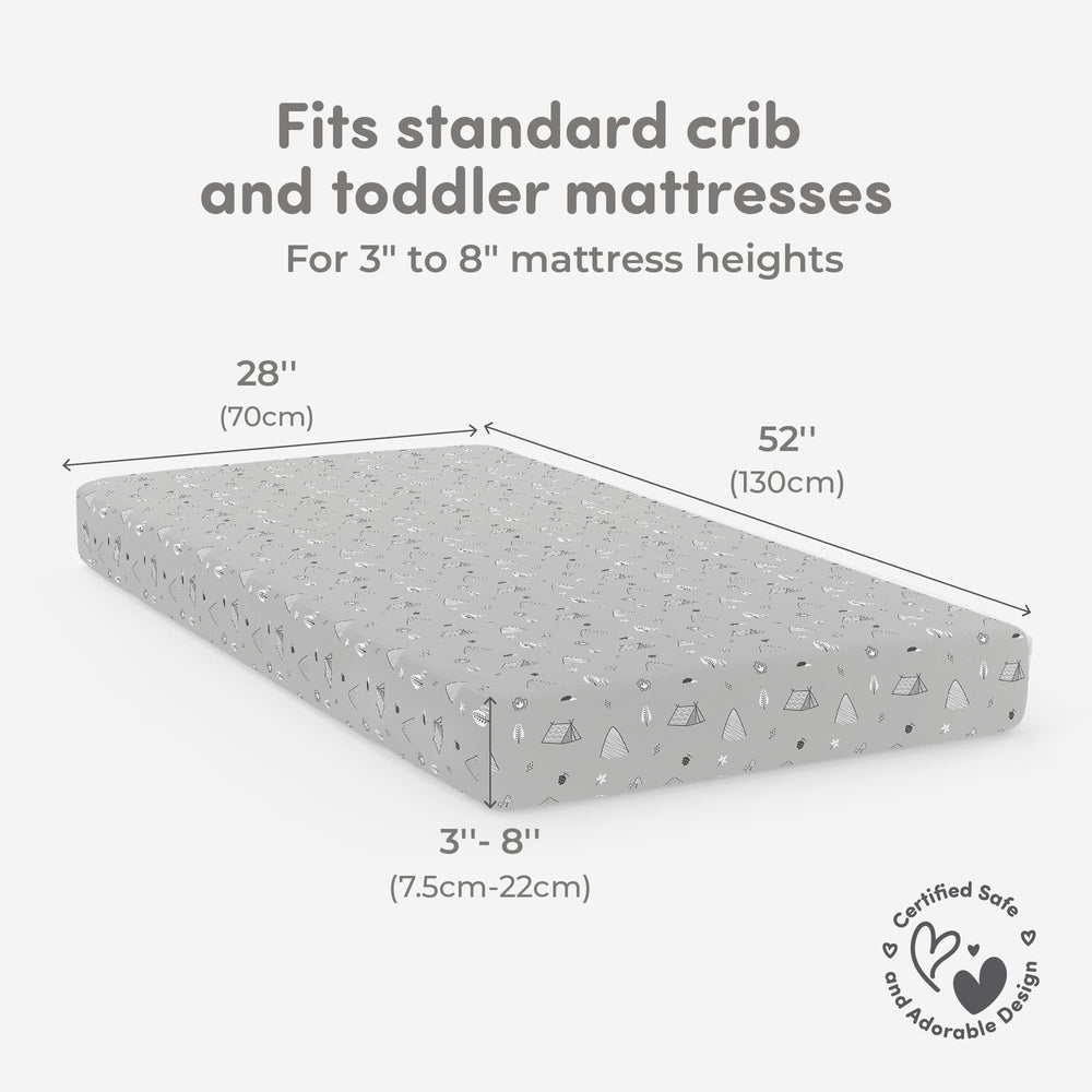 Sweety Fox Woodland print crib sheets on mattress highlight gender-neutral design
