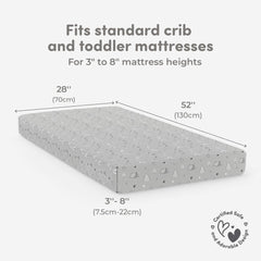 Sweety Fox Woodland print crib sheets on mattress highlight gender-neutral design