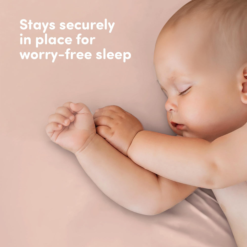 Sweety Fox crib sheet with elastic edge demonstrates secure-fit design on mattress.