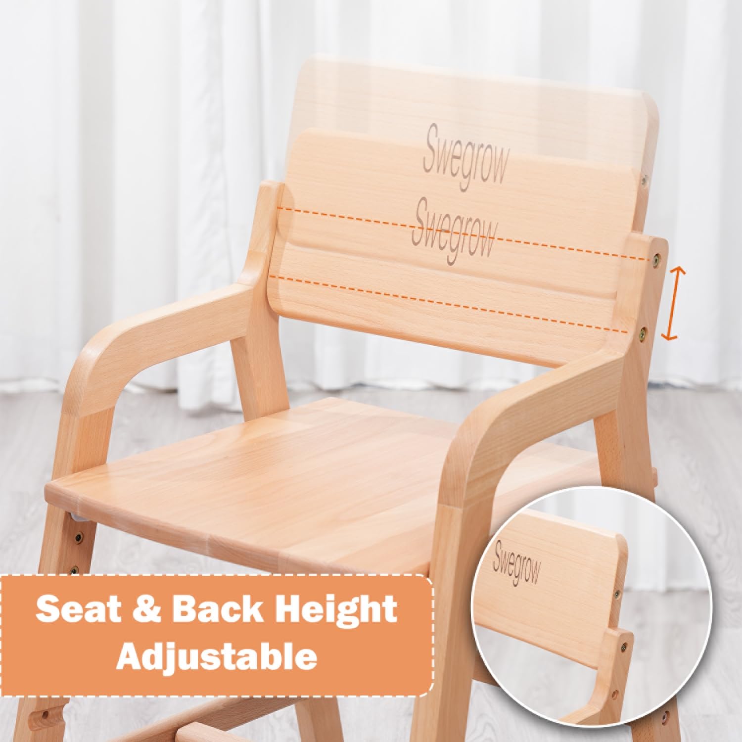 Swegrow safety standards compliant chair meets ASTM and EN guidelines.