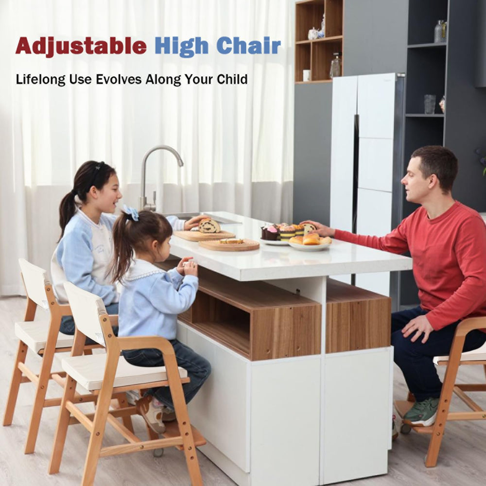 Swegrow high chair seat height adjustable to fit different table heights.