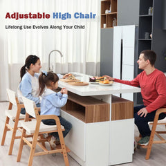 Swegrow high chair seat height adjustable to fit different table heights.