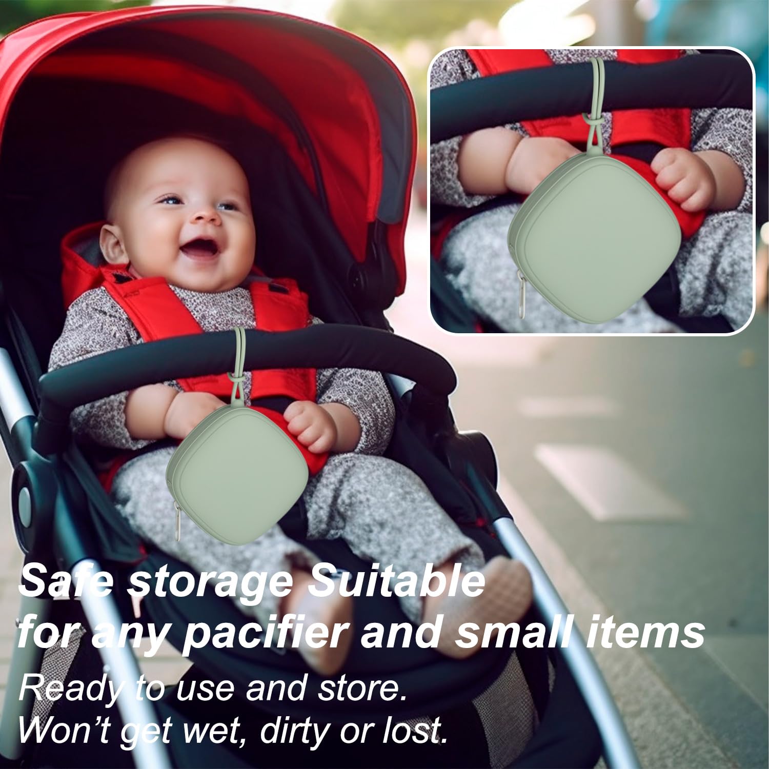 Swelive silicone pacifier holder case open shows interior capacity for two pacifiers