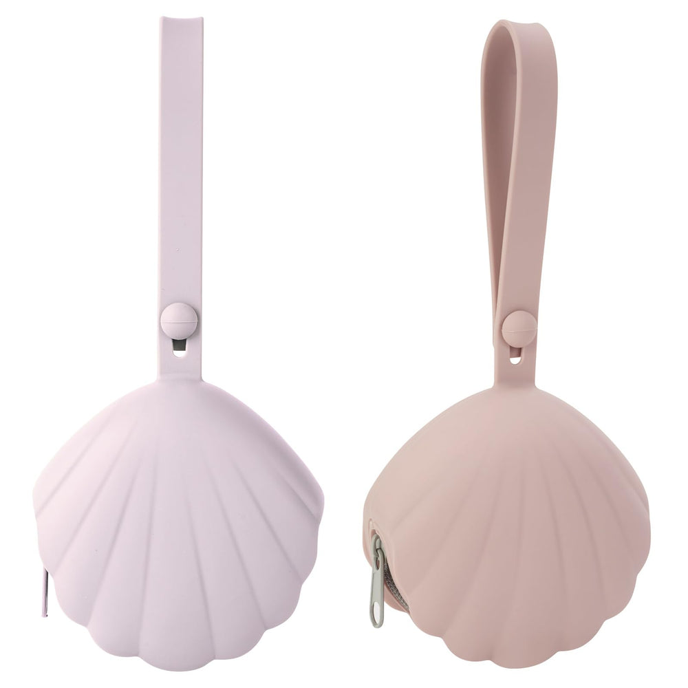 Swelive pacifier holder case dusty lilac closeup highlights smooth silicone and secure zipper for cleanliness