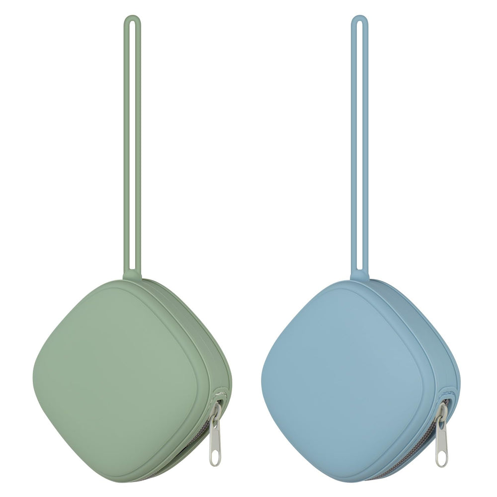 Swelive silicone pacifier holder in Sage for on-the-go clean storage
