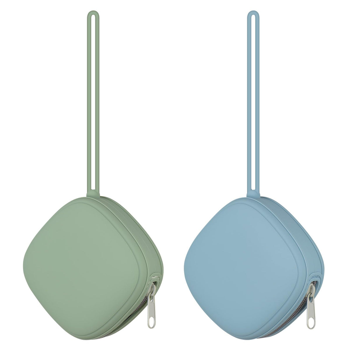 Swelive silicone pacifier holder in Sage for on-the-go clean storage