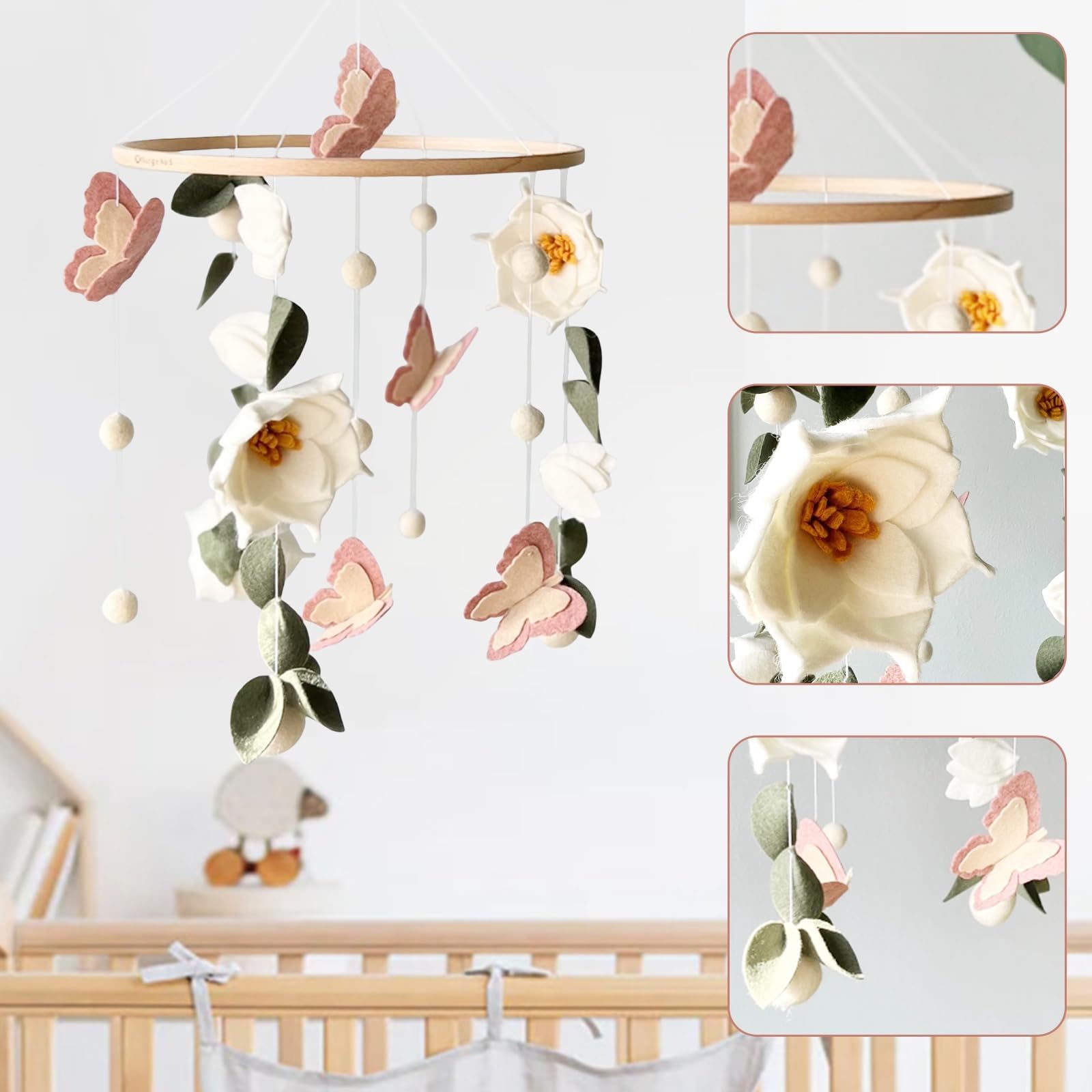 SWECOMZE mobile butterflies—soothing pink accents for modern nurseries and baby's attention