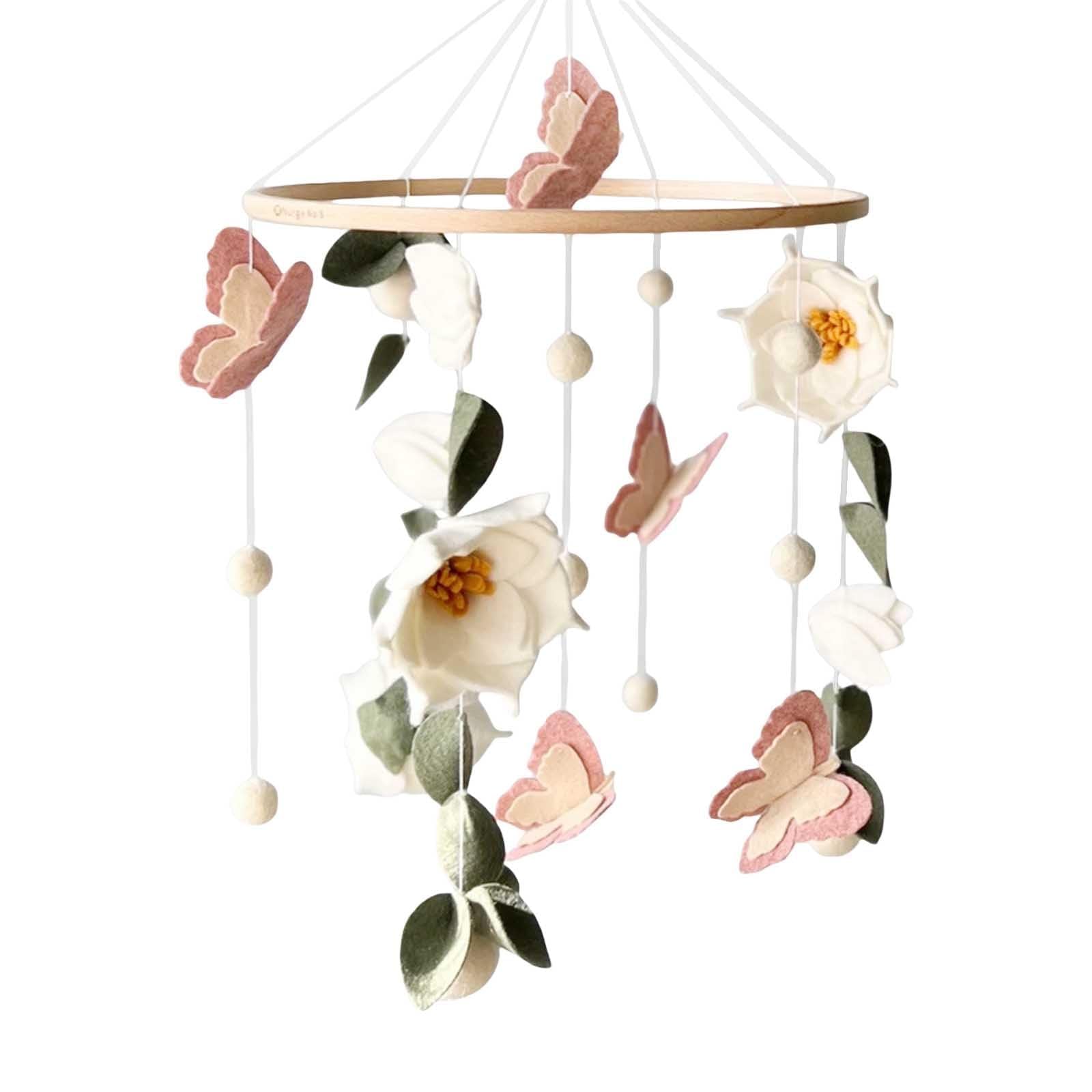 SWECOMZE floral baby mobile flowers—calming nursery decor with gentle movement for visual tracking