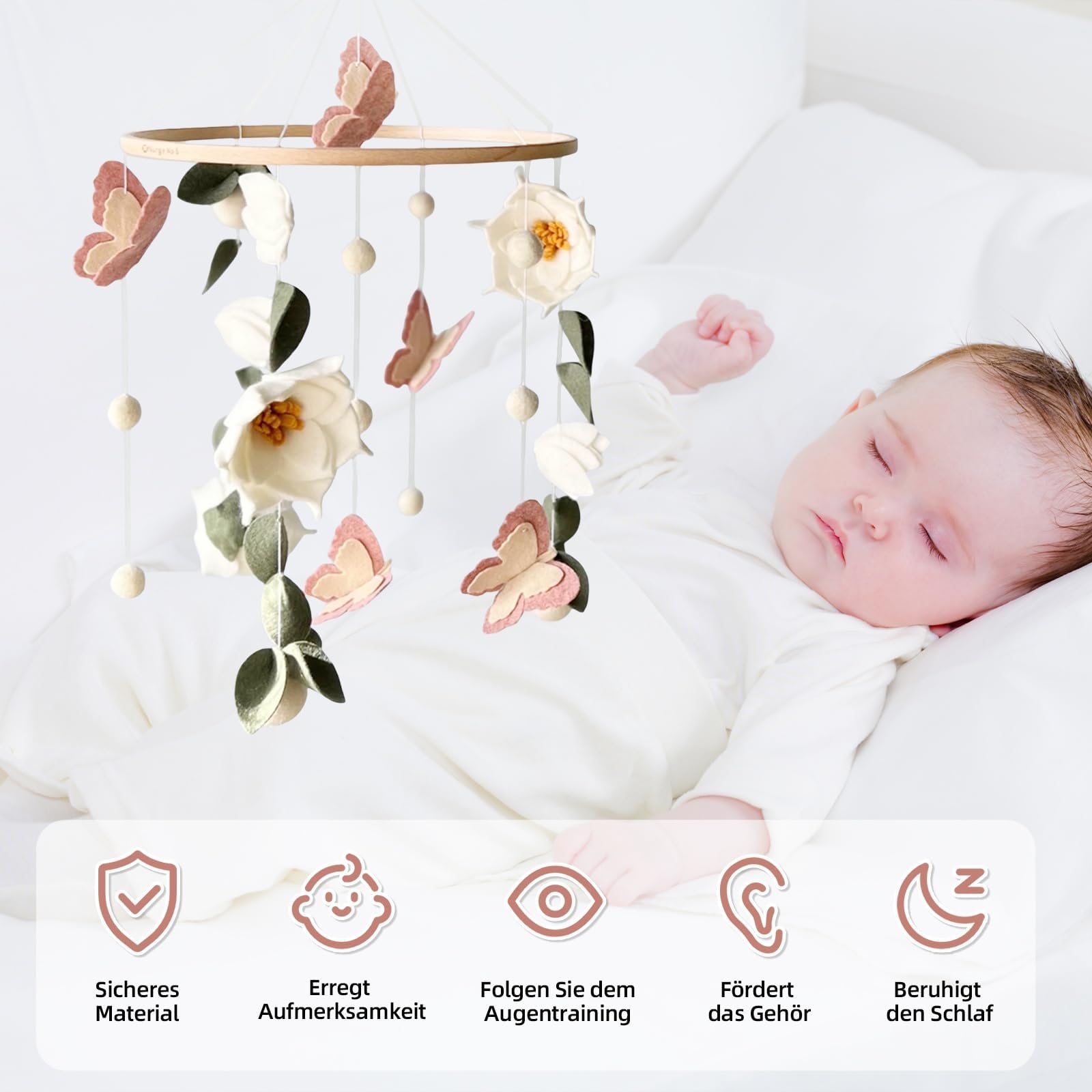 SWECOMZE non-toxic materials—safe, gentle mobile ideal for above crib or changing table