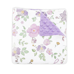 SWESEN baby blanket double-layer micro mink with purple flower design for soft warmth.