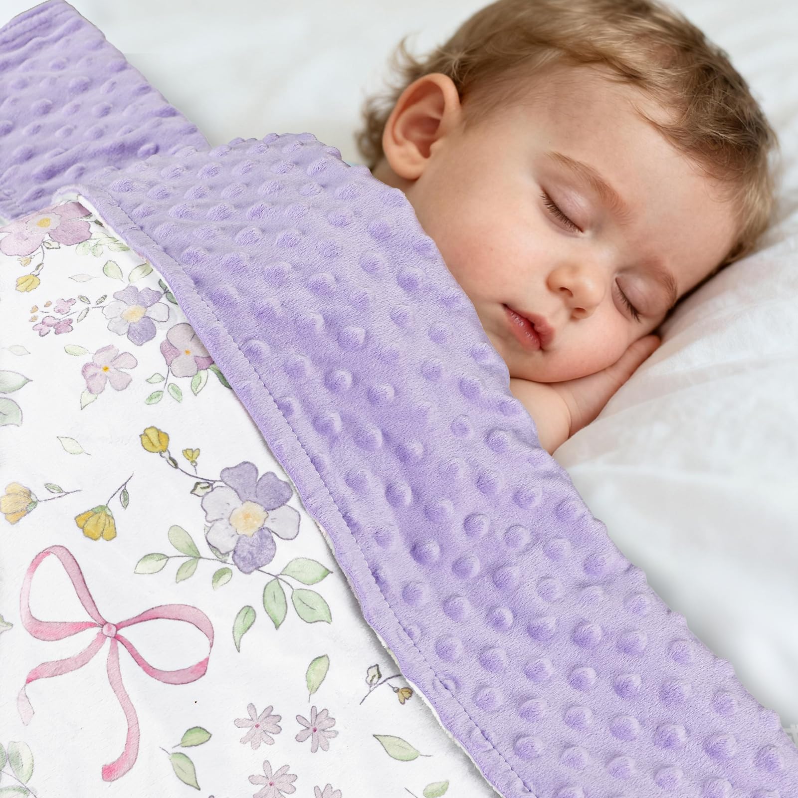 SWESEN baby blanket purple floral decor with soft comfort.