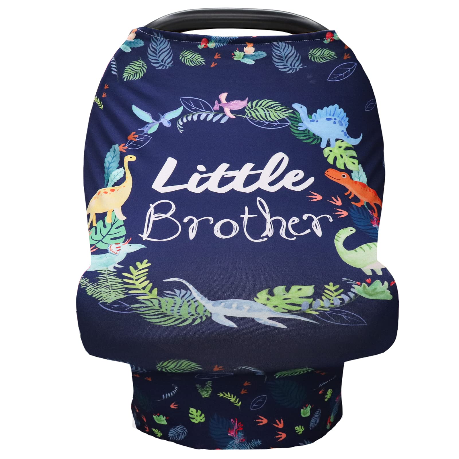 SWESEN baby car seat cover with dinosaur pattern for breathable, soft baby comfort on outings.
