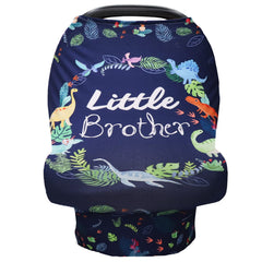 SWESEN baby car seat cover with dinosaur pattern for breathable, soft baby comfort on outings.