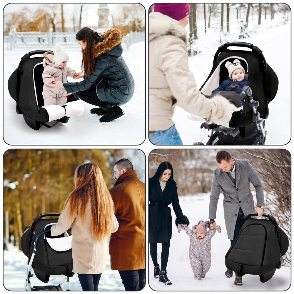 SWESEN baby car seat cover compatibility with stroller setup shown.