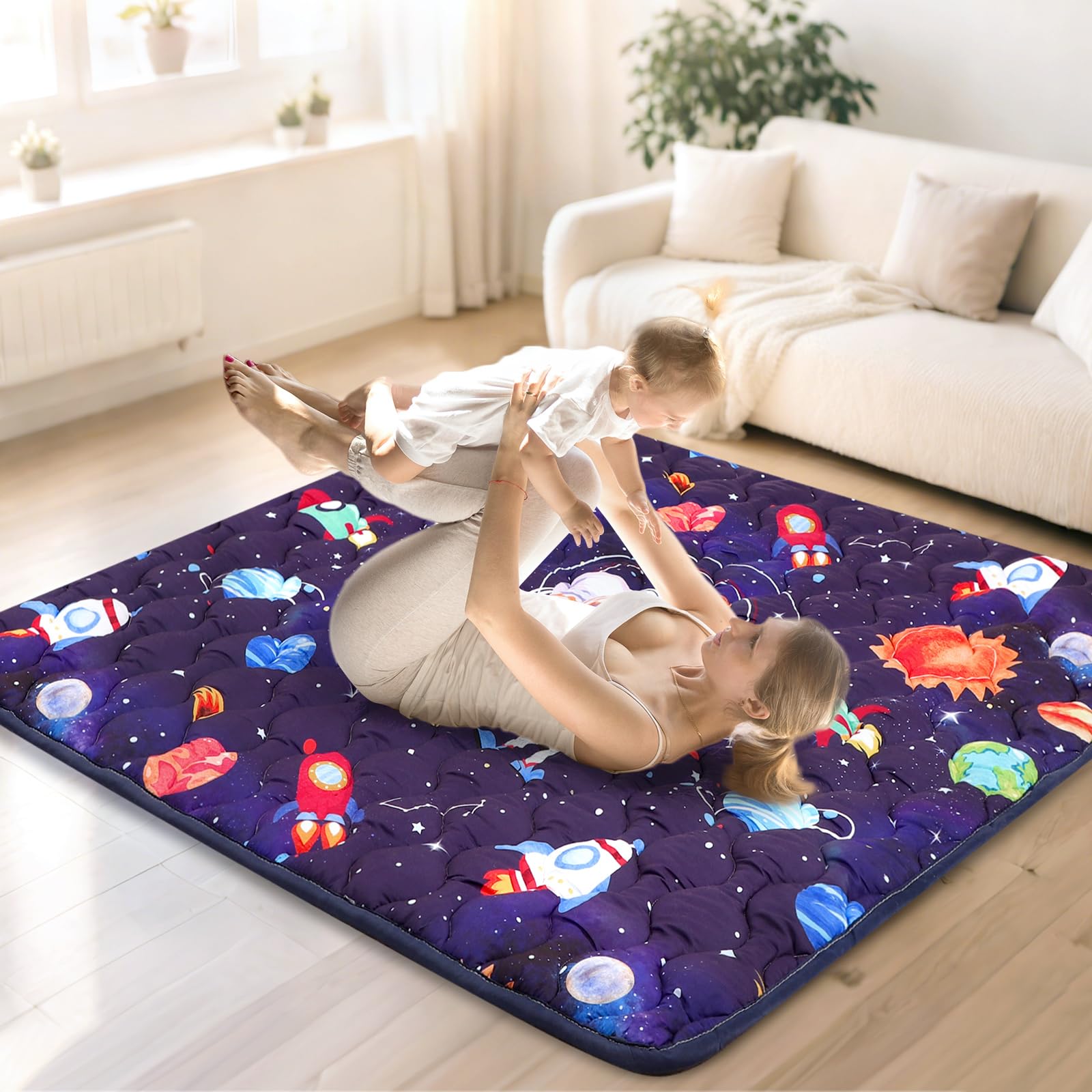 SWESEN Space-themed play mat 50x50 layout ready for quick setup and compact storage