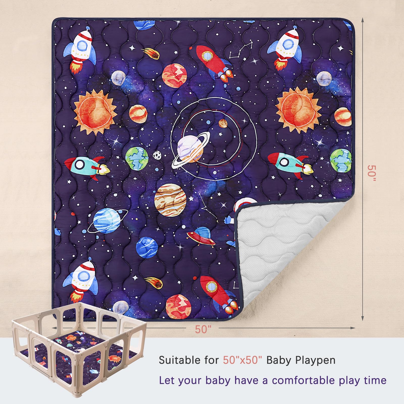 SWESEN Baby Play Mat anti-slip bottom texture prevents sliding during active playtime