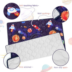 SWESEN Space-themed play mat folds flat for easy storage and portability