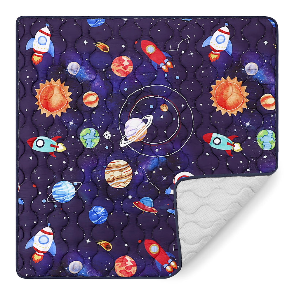 SWESEN Baby Play Mat space pattern close-up showing vibrant planets for imaginative playtime