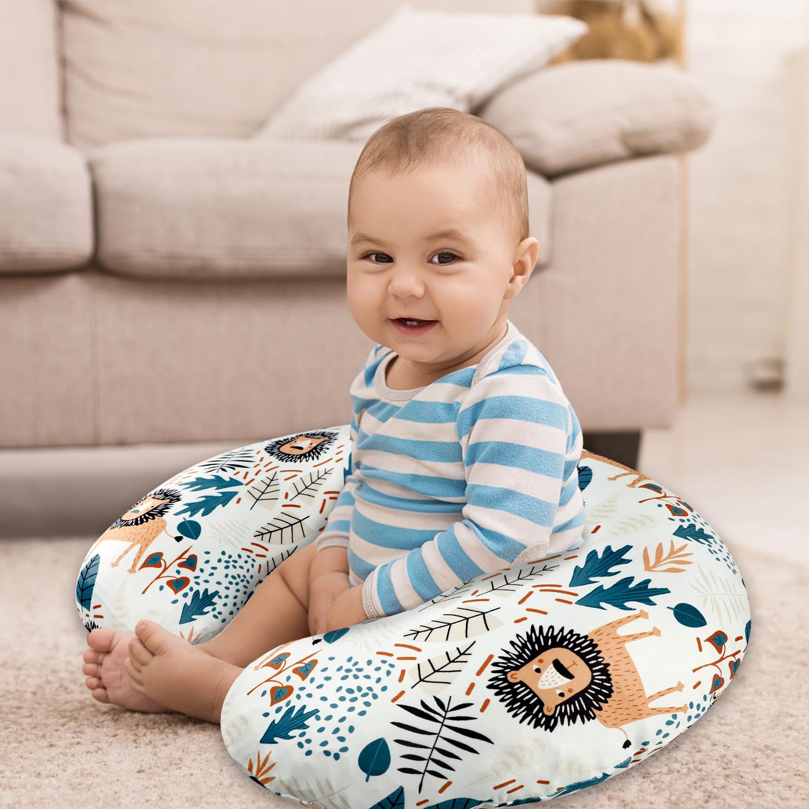 SWESEN gift-ready lion nursing pillow cover conveys a thoughtful baby shower gift idea.