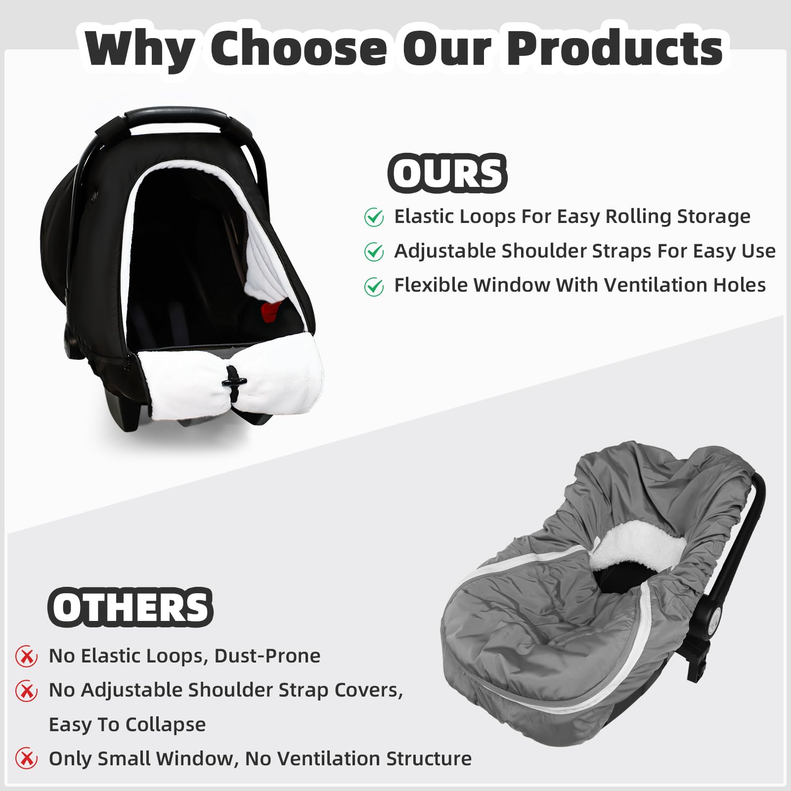 SWESEN infant car seat cover mesh ventilation close-up for breathability.