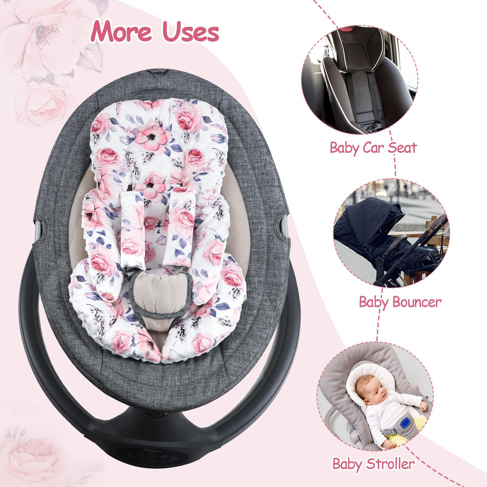 SWESEN infant car seat insert compatible with 3 and 5 point harness systems.