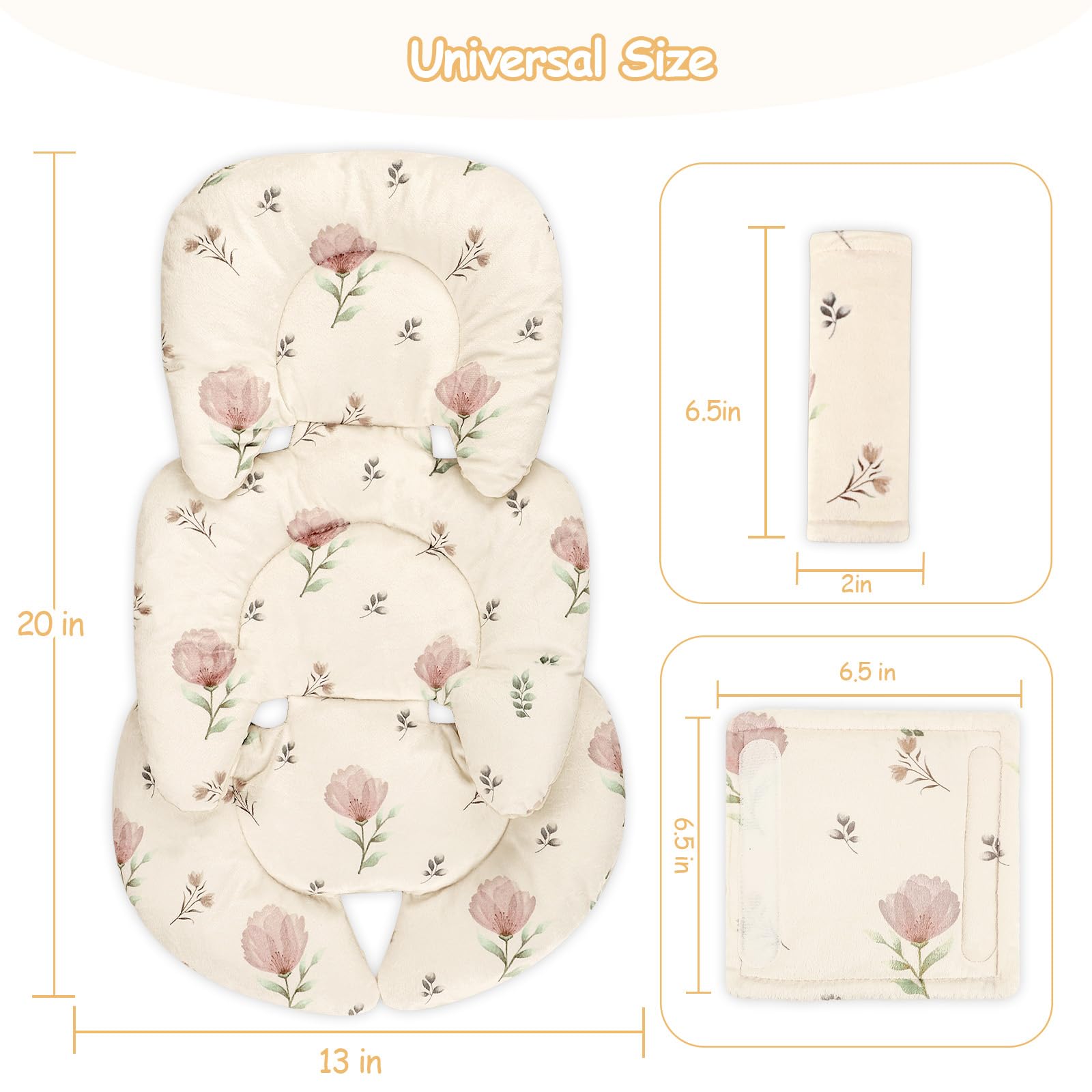 SWESEN infant car seat insert simple flowers design adds soothing travel ambience.