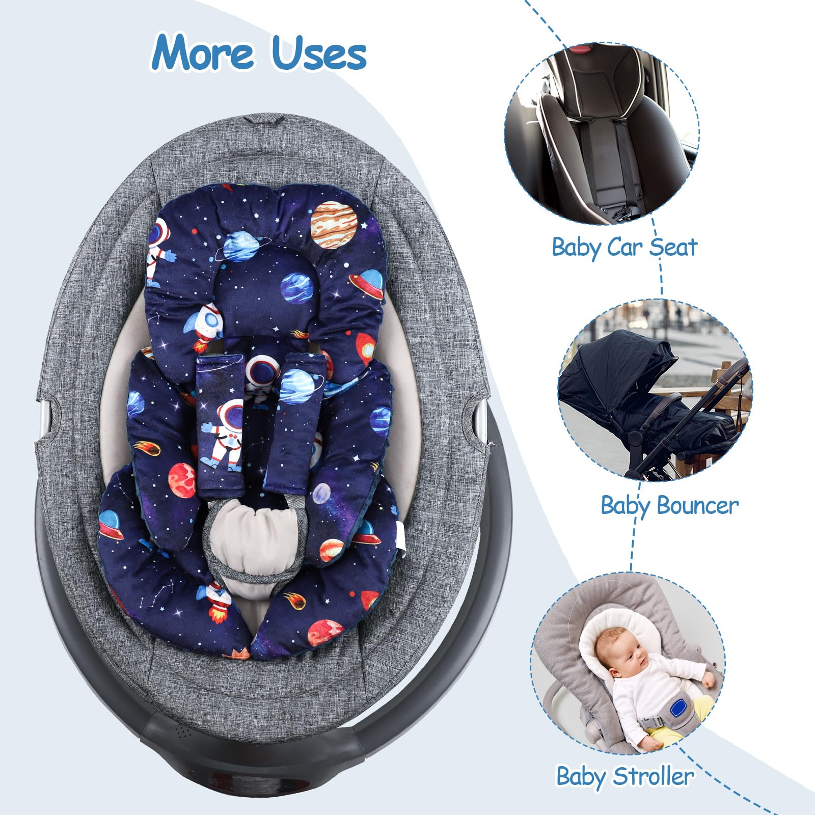 SWESEN infant car seat insert suitable for strollers and baby bouncers on the go.