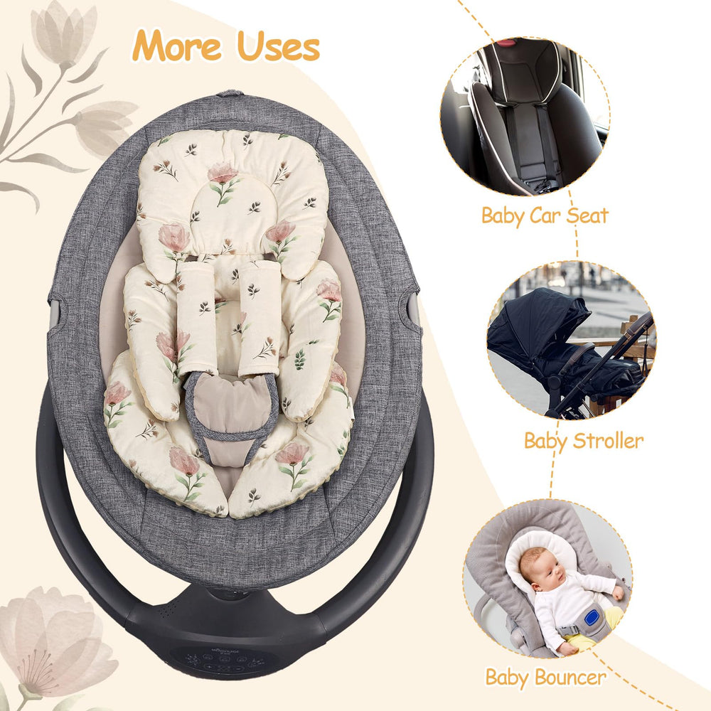 SWESEN infant car seat insert fits three- and five-point harness systems.