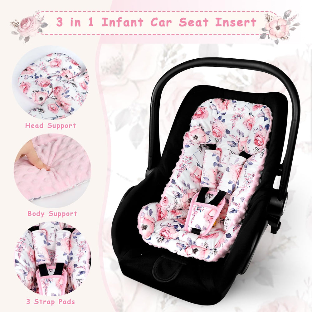 SWESEN infant car seat insert mink dot back adds cozy warmth for stroller outings.