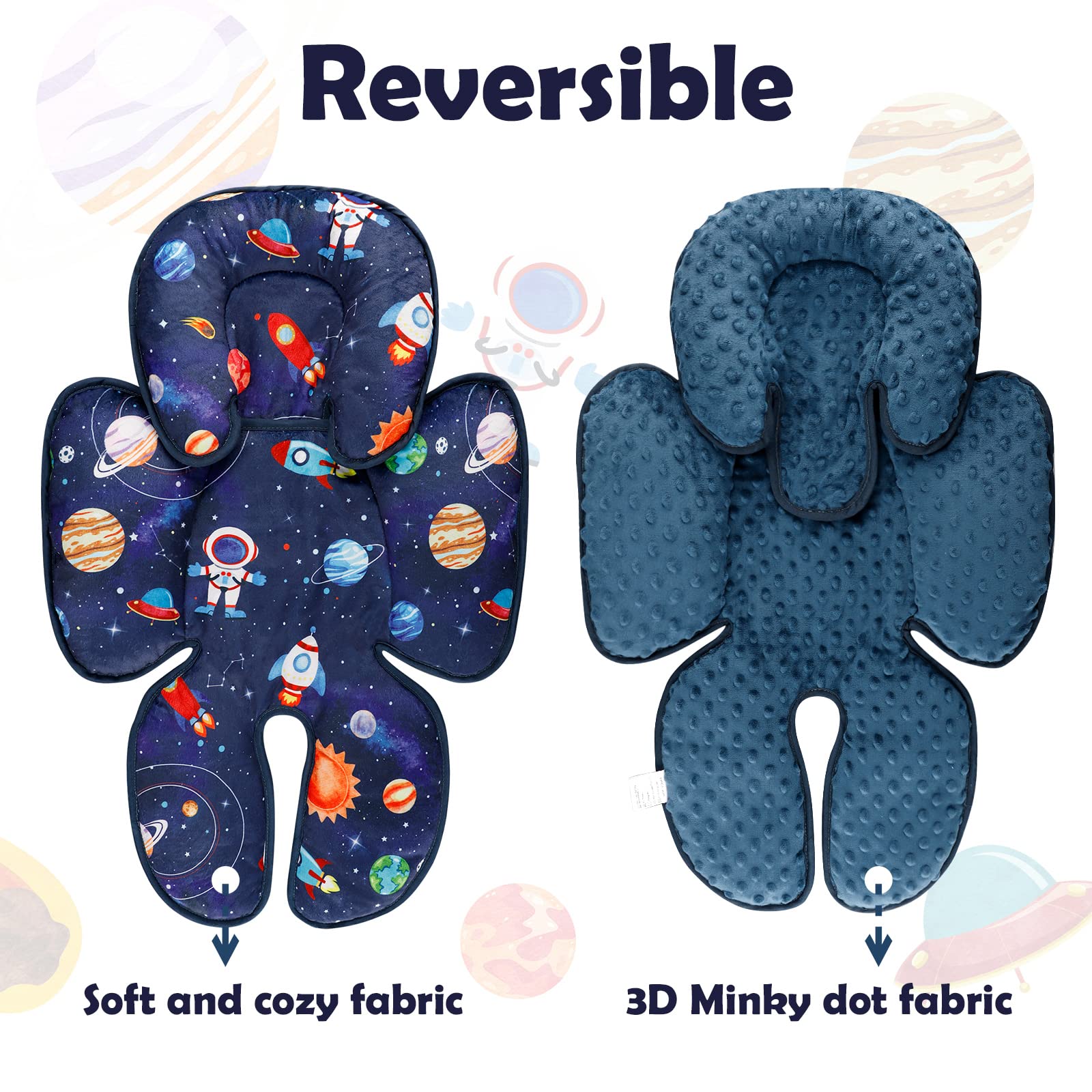 SWESEN infant car seat insert mink-dot backing adds plush comfort for sensitive skin.