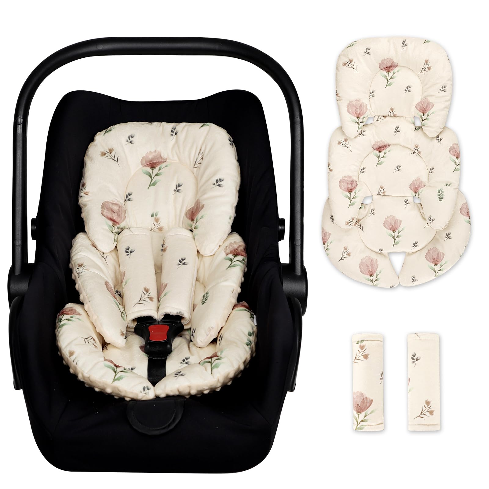 SWESEN infant car seat insert soft plush front view for head and neck support.