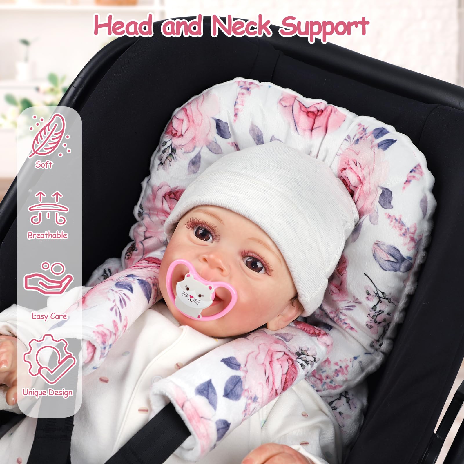 SWESEN infant car seat insert soft plush side delivers gentle warmth and cuddly feel.