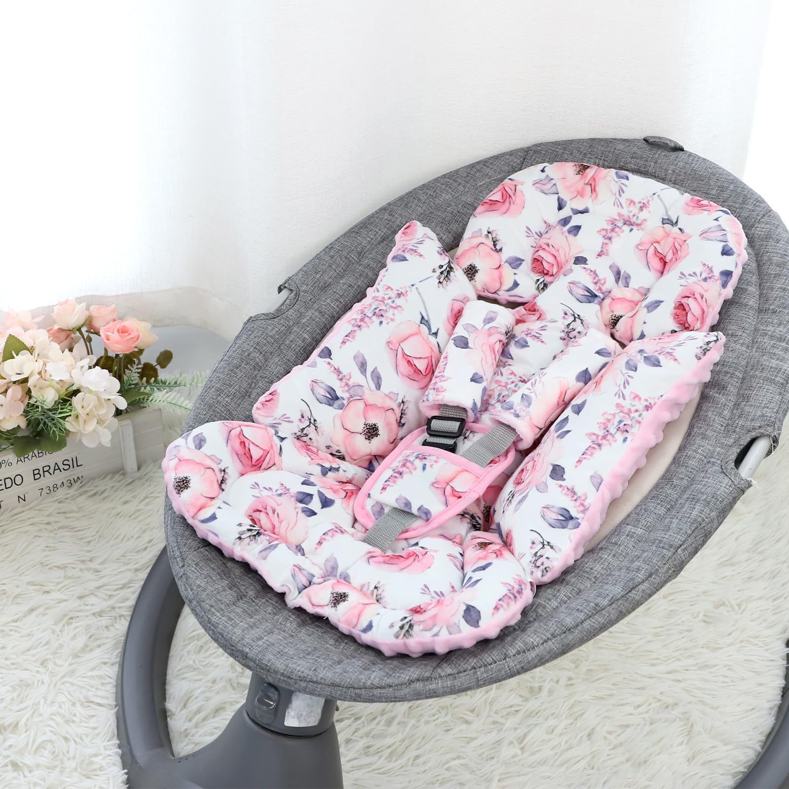 SWESEN infant car seat insert soft plush side provides gentle texture for newborn cuddles.