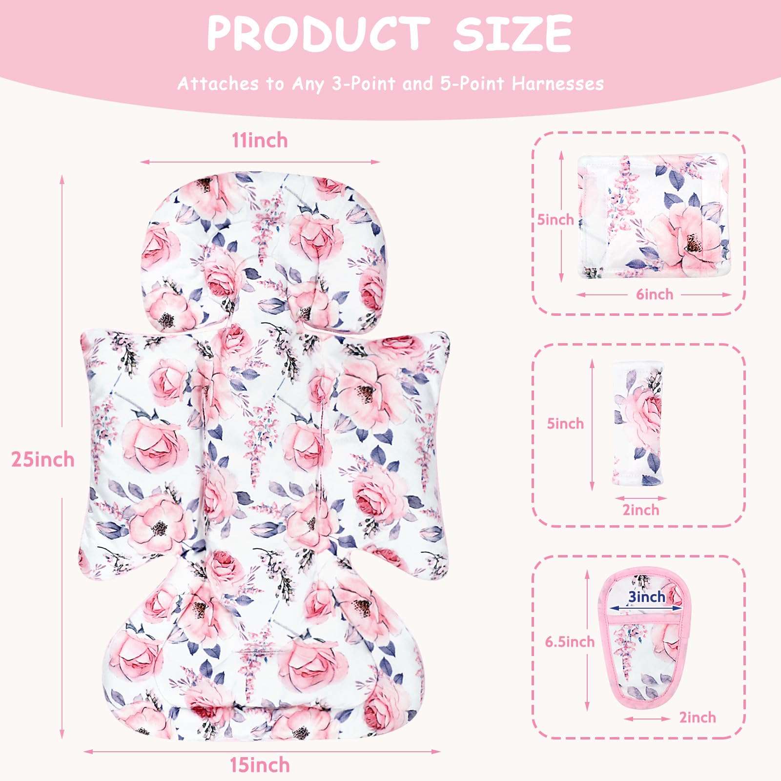 SWESEN infant car seat insert thick cotton filling supports baby's posture during travel.