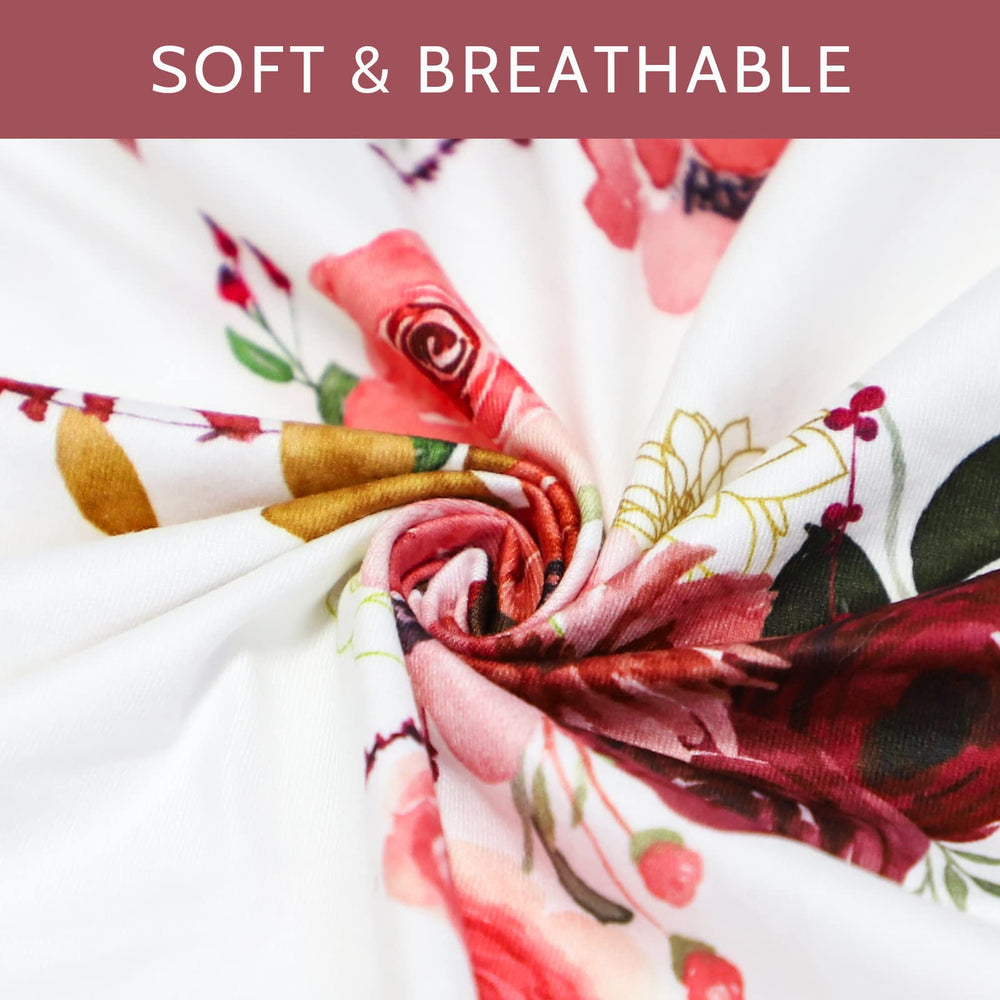 SWESEN nursery decor with burgundy flowers—bold design complements floral accessories.
